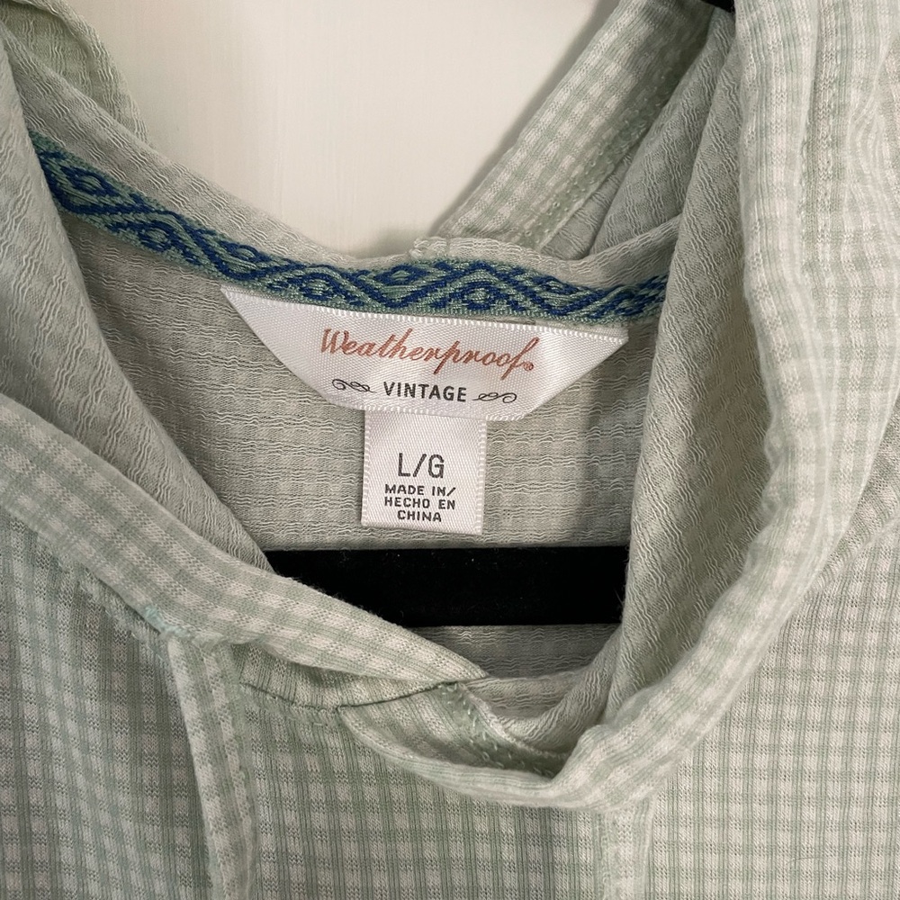 Weatherproof Women's Light Green Gingham Hoodie - Picture 2 of 4